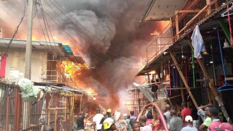 Goods Destroyed As Fire Guts Shops In Lagos Market