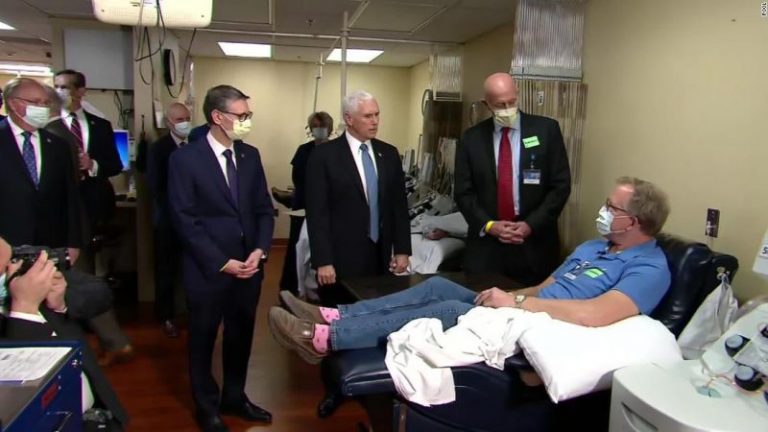 U.S. VP Mike Pence Visits COVID-19 Clinic Without Mask