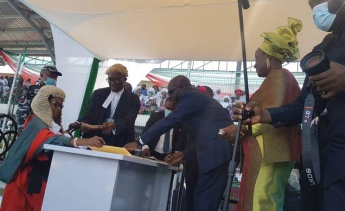 Gov Obaseki's ADC Collapsed During Inauguration